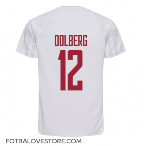 Dánsko Kasper Dolberg #12 Venkovní Dres MS 2022 Krátkým Rukávem